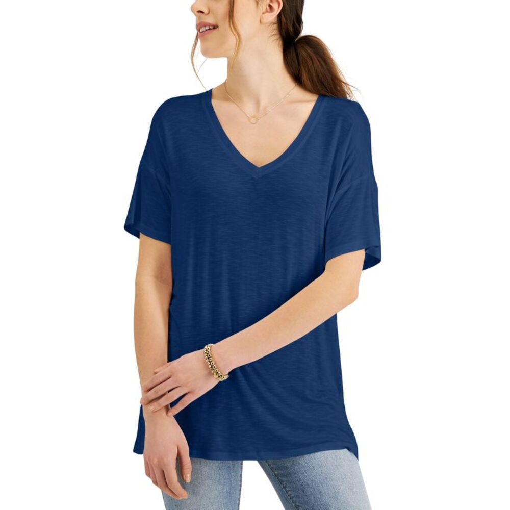 Style & Co Drapey V Neck Short Sleeve T-Shirt